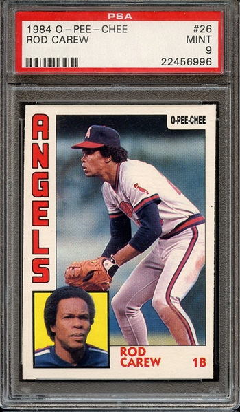 1984 O-PEE-CHEE 26 ROD CAREW PSA MINT 9