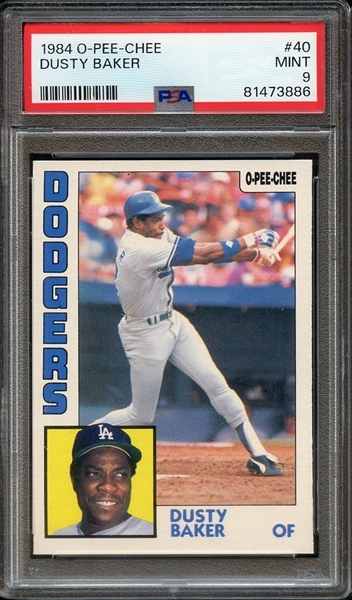 1984 O-PEE-CHEE 40 DUSTY BAKER PSA MINT 9