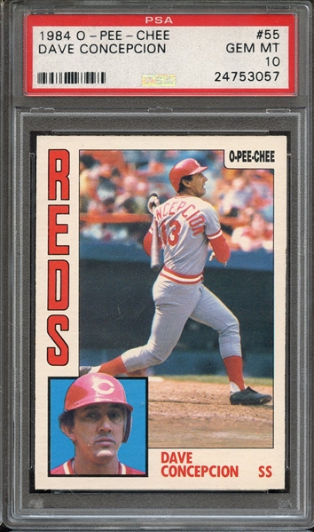 1984 O-PEE-CHEE 55 DAVE CONCEPCION PSA GEM MT 10