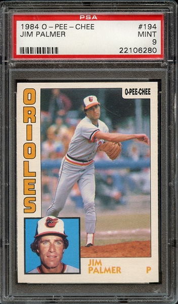 1984 O-PEE-CHEE 194 JIM PALMER PSA MINT 9