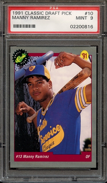 1991 CLASSIC DRAFT PICKS 10 MANNY RAMIREZ DRAFT PICKS PSA MINT 9