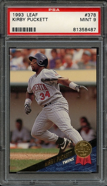 1993 LEAF 378 KIRBY PUCKETT PSA MINT 9