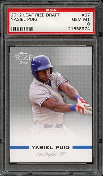 2012 LEAF RIZE DRAFT 67 YASIEL PUIG PSA GEM MT 10