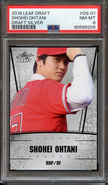 2018 LEAF DRAFT OHTANI DRAFT SILVER DS-01 SHOHEI OHTANI DRAFT SILVER PSA NM-MT 8