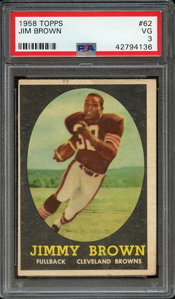 1958 TOPPS 62 JIM BROWN PSA VG 3