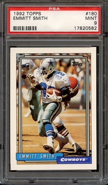 1992 TOPPS 180 EMMITT SMITH PSA MINT 9