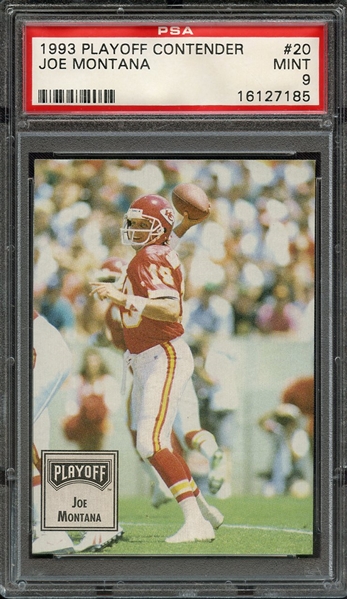 1993 PLAYOFF CONTENDERS 20 JOE MONTANA PSA MINT 9