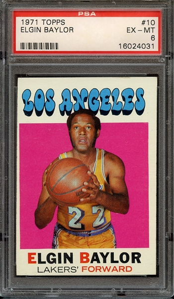 1971 TOPPS 10 ELGIN BAYLOR PSA EX-MT 6