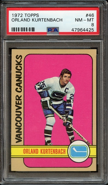 1972 TOPPS 46 ORLAND KURTENBACH PSA NM-MT 8