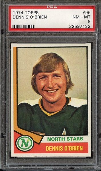 1974 TOPPS 96 DENNIS O'BRIEN PSA NM-MT 8