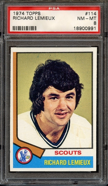 1974 TOPPS 114 RICHARD LEMIEUX PSA NM-MT 8