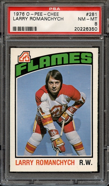 1976 O-PEE-CHEE 281 LARRY ROMANCHYCH PSA NM-MT 8