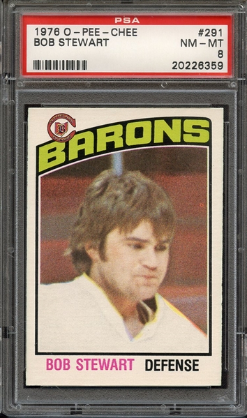 1976 O-PEE-CHEE 291 BOB STEWART PSA NM-MT 8