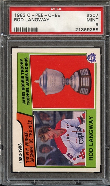 1983 O-PEE-CHEE 207 ROD LANGWAY PSA MINT 9