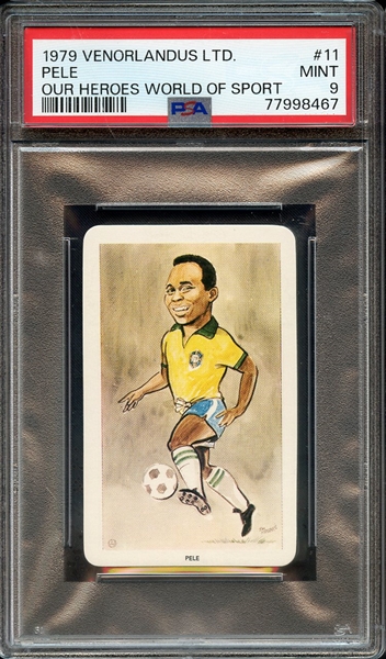 1979 VENORLANDUS LTD. OUR HEROES WORLD OF SPORT 11 PELE OUR HEROES WORLD OF SPORT PSA MINT 9