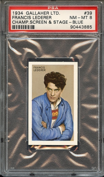 1934 GALLAHER LTD. CHAMPIONS OF SCREEN & STAGE 39 FRANCIS LEDERER CHAMP.SCREEN & STAGE-BLUE PSA NM-MT 8