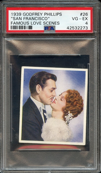 1939 GODFREY PHILLIPS LTD. FAMOUS LOVE SCENES 26 SAN FRANCISCO FAMOUS LOVE SCENES PSA VG-EX 4