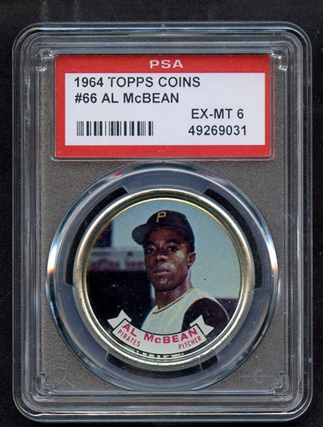 1964 TOPPS COINS 66 AL McBEAN PSA EX-MT 6