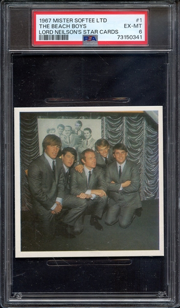 1967 MISTER SOFTEE LTD LORD NEILSON'S STAR CARDS 1 THE BEACH BOYS LORD NEILSON'S STAR CARDS PSA EX-MT 6