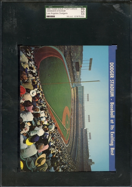 1965 TEAM ISSUE POSTCARDS DODGER STADIUM SGC EX+ 70 / 5.5