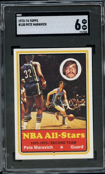 1974 TOPPS 130 PETE MARAVICH SGC EX-MT 6