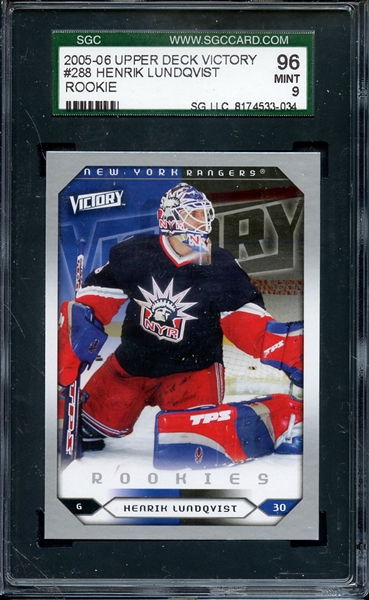 2005 UPPER DECK VICTORY 288 HENRIK LUNDQVIST SGC MINT 96 / 9