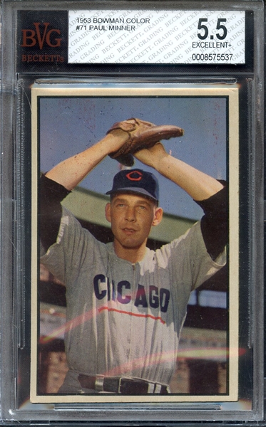 1953 BOWMAN COLOR 71 PAUL MINNER BVG EX+ 5.5