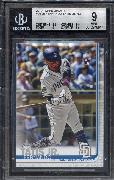 2019 TOPPS UPDATE US56 FERNANDO TATIS JR BGS MINT 9