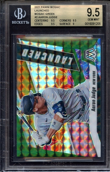 2021 PANINI MOSAIC LAUNCHED GREEN 2 AARON JUDGE BGS GEM MINT 9.5