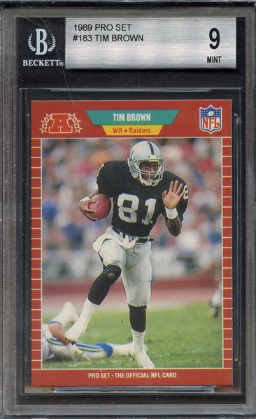 1989 PRO SET 183 TIM BROWN BGS MINT 9