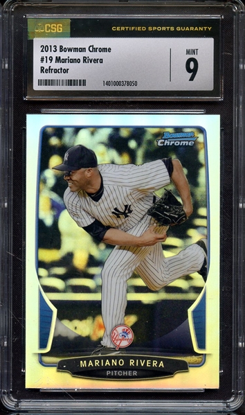 2013 BOWMAN CHROME REFRACTOR 19 MARIANO RIVERA CSG MINT 9