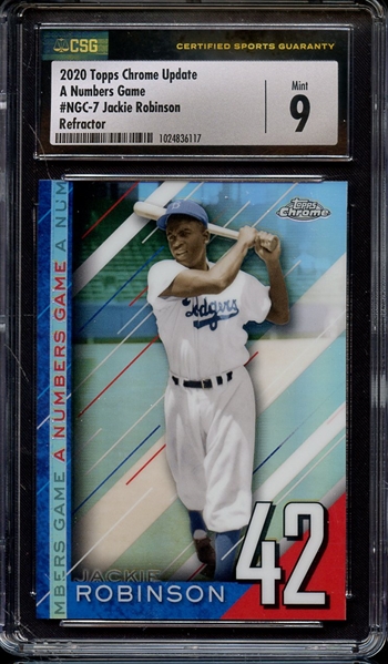 2020 TOPPS CHROME UPDATE A NUMBERS GAME REFRACTOR JACKIE ROBINSON CSG MINT 9