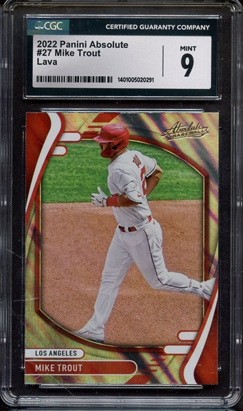 2022 PANINI ABSOLUTE LAVA 27 MIKE TROUT CGC MINT 9