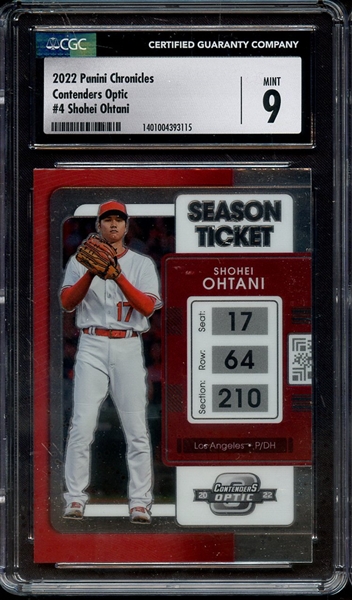 2022 PANINI CHRONICLES CONTENDERS OPTIC 4 SHOHEI OHTANI CGC MINT 9