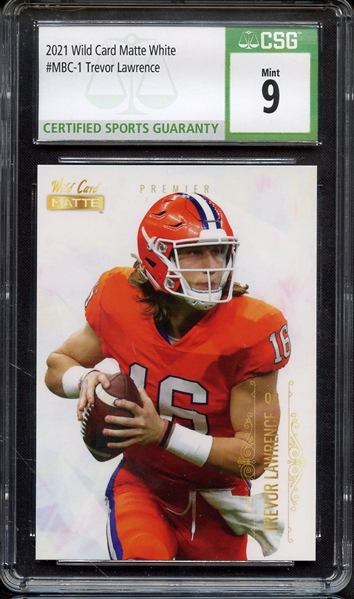 2021 WILD CARD MATTE WHITE MBC 1 TREVOR LAWRENCE CSG MINT 9