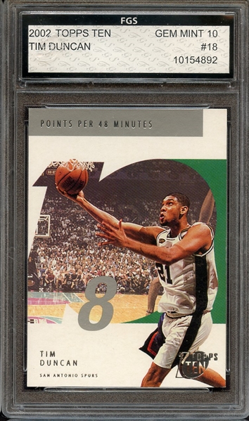 2002 TOPPS TEN 18 TIM DUNCAN FGS 10