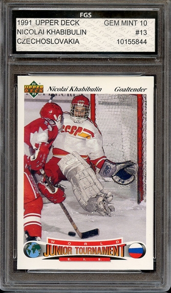 1991 UPPER DECK CZECHOSLOVAKIA 13 NICOLAI KHABIBULIN FGS 10