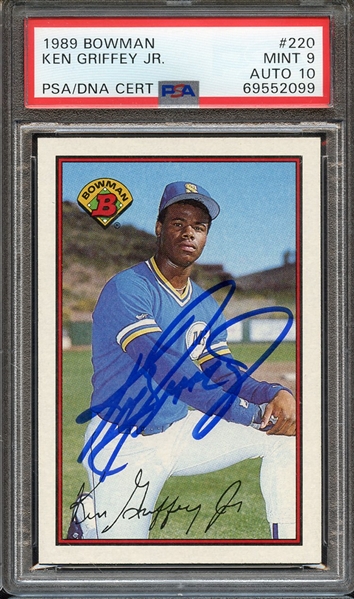 1989 BOWMAN 220 SIGNED KEN GRIFFEY JR PSA MINT 9 PSA/DNA AUTO 10