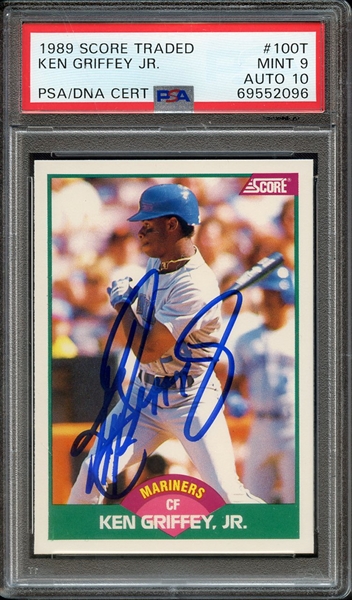 1989 SCORE TRADED 100T SIGNED KEN GRIFFEY JR PSA MINT 9 PSA/DNA AUTO 10