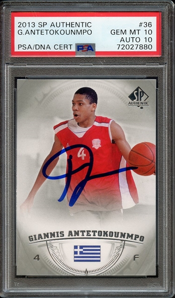 2013 SP AUTHENTIC 36 SIGNED GIANNIS ANTETOKOUNMPO PSA GEM MT 10 PSA/DNA AUTO 10