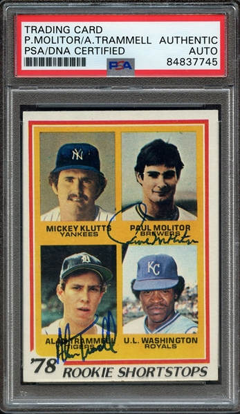 1978 TOPPS 707 SIGNED PAUL MOLITOR ALAN TRAMMELL PSA/DNA AUTO AUTHENTIC