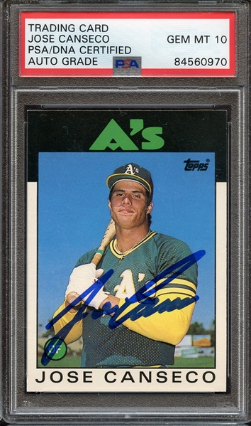 1986 TOPPS TRADED 20T SIGNED JOSE CANSECO PSA/DNA AUTO 10