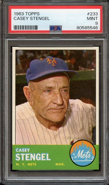 1963 TOPPS 233 CASEY STENGEL PSA MINT 9