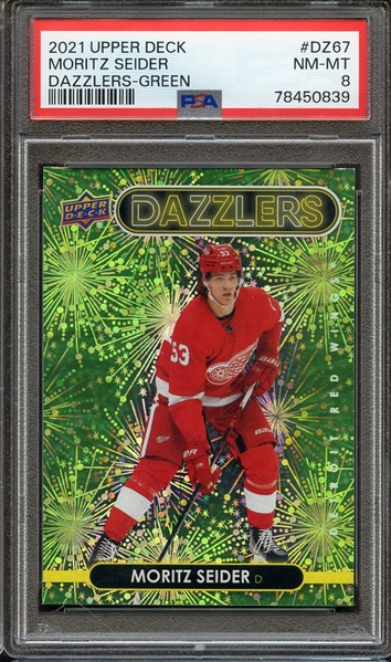 2021-2022 UPPER DECK DAZZLERS DZ67 MORITZ SEIDER DAZZLERS-GREEN PSA NM-MT 8