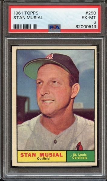 1961 TOPPS 290 STAN MUSIAL PSA EX-MT 6