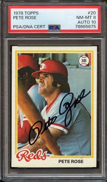 Lot Detail Topps Signed Pete Rose Psa Nm Mt Psa Dna Auto