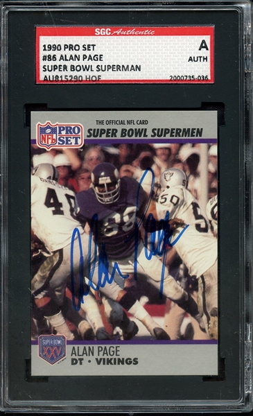 1990 PRO SET 86 SIGNED ALAN PAGE SGC AUTO AUTHENTIC