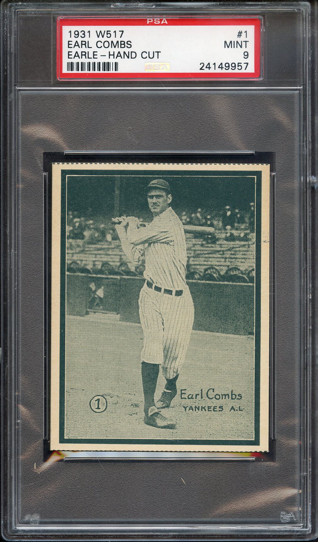 Lot Detail - 1931 W517 1 EARL COMBS EARLE-HAND CUT PSA MINT 9