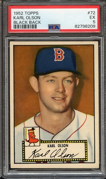 1952 TOPPS 72 KARL OLSON BLACK BACK PSA EX 5