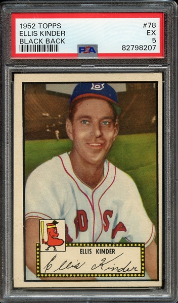 1952 TOPPS 78 ELLIS KINDER BLACK BACK PSA EX 5